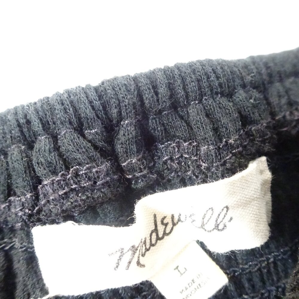 Madewell Square-Neck Smocked Peplum Short Sleeve Top Black Size L Stretch Crop - Picture 3 of 5